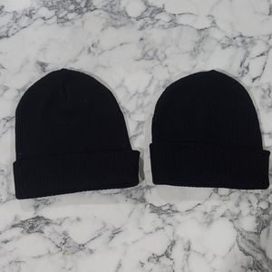 Black Knit Beanie Set